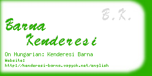 barna kenderesi business card